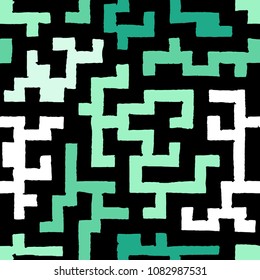 Seamless Labyrinth. Colorful Geometric Pattern. Technical Background for Textile, Page Filling, Book or Disk Cover