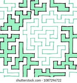 Seamless Labyrinth. Colorful Geometric Pattern. Technical Background for Textile, Page Filling, Book or Disk Cover