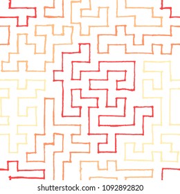 Seamless Labyrinth. Colorful Geometric Pattern. Technical Background for Textile, Page Filling, Book or Disk Cover