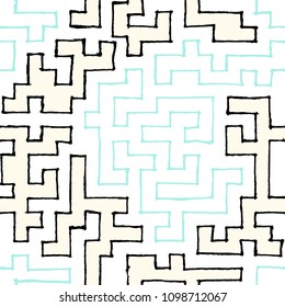 Seamless Labyrinth. Colorful Geometric Pattern. Technical Background for Textile, Page Filling, Book or Disk Cover
