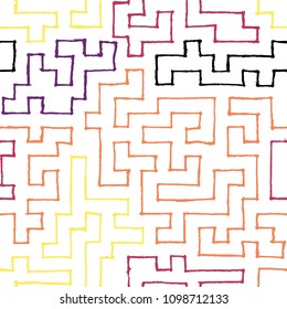 Seamless Labyrinth. Colorful Geometric Pattern. Technical Background for Textile, Page Filling, Book or Disk Cover