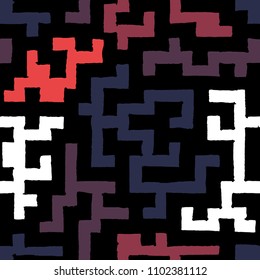 Seamless Labyrinth. Colorful Geometric Pattern. Technical Background for Textile, Page Filling, Book or Disk Cover