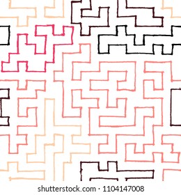 Seamless Labyrinth. Colorful Geometric Pattern. Technical Background for Textile, Page Filling, Book or Disk Cover
