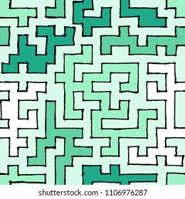 Seamless Labyrinth. Colorful Geometric Pattern. Technical Background for Textile, Page Filling, Book or Disk Cover