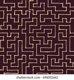 Seamless Labyrinth. Colorful Geometric Pattern. Technical Background for Textile, Page Filling, Book or Disk Cover