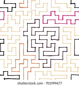 Seamless Labyrinth. Colorful Geometric Pattern. Technical Background for Textile, Page Filling, Book or Disk Cover