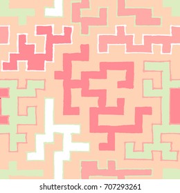 Seamless Labyrinth. Colorful Geometric Pattern. Technical Background for Textile, Page Filling, Book or Disk Cover