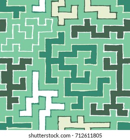 Seamless Labyrinth. Colorful Geometric Pattern. Technical Background for Textile, Page Filling, Book or Disk Cover