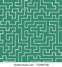 Seamless Labyrinth. Colorful Geometric Pattern. Technical Background for Textile, Page Filling, Book or Disk Cover