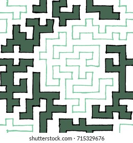 Seamless Labyrinth. Colorful Geometric Pattern. Technical Background for Textile, Page Filling, Book or Disk Cover
