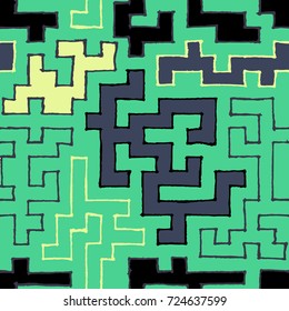 Seamless Labyrinth. Colorful Geometric Pattern. Technical Background for Textile, Page Filling, Book or Disk Cover