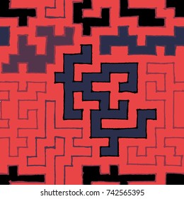 Seamless Labyrinth. Colorful Geometric Pattern. Technical Background for Textile, Page Filling, Book or Disk Cover