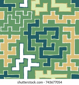 Seamless Labyrinth. Colorful Geometric Pattern. Technical Background for Textile, Page Filling, Book or Disk Cover