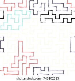 Seamless Labyrinth. Colorful Geometric Pattern. Technical Background for Textile, Page Filling, Book or Disk Cover