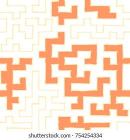 Seamless Labyrinth. Colorful Geometric Pattern. Technical Background for Textile, Page Filling, Book or Disk Cover