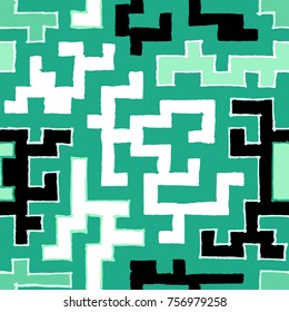 Seamless Labyrinth. Colorful Geometric Pattern. Technical Background for Textile, Page Filling, Book or Disk Cover
