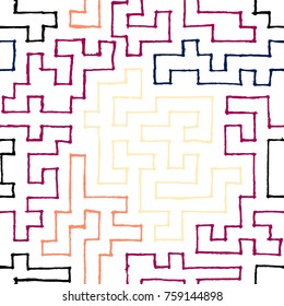 Seamless Labyrinth. Colorful Geometric Pattern. Technical Background for Textile, Page Filling, Book or Disk Cover