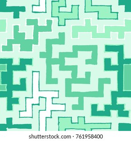 Seamless Labyrinth. Colorful Geometric Pattern. Technical Background for Textile, Page Filling, Book or Disk Cover