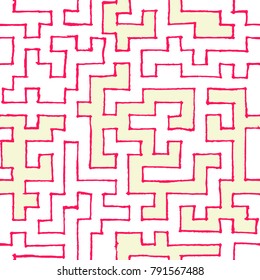Seamless Labyrinth. Colorful Geometric Pattern. Technical Background for Textile, Page Filling, Book or Disk Cover