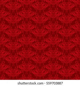 Seamless lace abstract pattern on a red background.