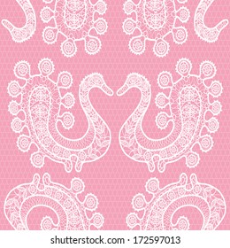 seamless lace birds pattern