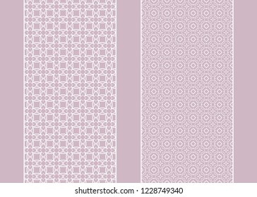 Seamless lace border set. Geometric doodle repeating texture, hand drawn vector illustration. Isolated white lacy vintage design element