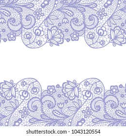 Seamless lace border. Vector illustration. Gentle lacy vintage elegant trim.