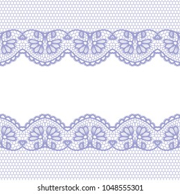 Seamless lace border. Vector illustration. Gentle lacy vintage elegant trim.