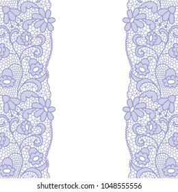 Seamless lace border. Vector illustration. Gentle lacy vintage elegant trim.