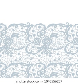 Seamless lace border. Vector illustration. Gentle lacy vintage elegant trim.
