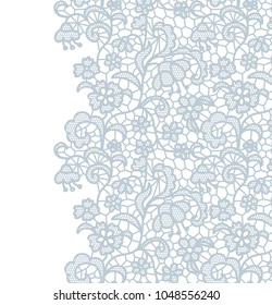 Seamless lace border. Vector illustration. Gentle lacy vintage elegant trim.
