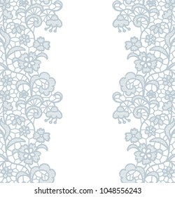 Seamless lace border. Vector illustration. Gentle lacy vintage elegant trim.