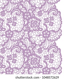 Seamless lace border. Vector illustration. Gentle lacy vintage elegant trim.