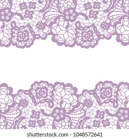 Seamless lace border. Vector illustration. Gentle lacy vintage elegant trim.