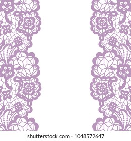Seamless lace border. Vector illustration. Gentle lacy vintage elegant trim.