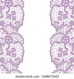 Seamless lace border. Vector illustration. Gentle lacy vintage elegant trim.