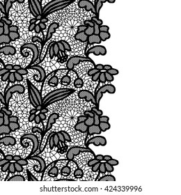 Seamless Lace Border. Vector Illustration. White Lacy Vintage Elegant Trim. 