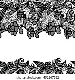 Seamless lace border. Vector illustration. White lacy vintage elegant trim.