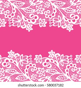Seamless lace border. Vector illustration. Lacy vintage elegant trim.