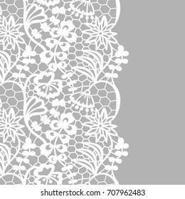 Borde de encaje impecable. Ilustración vectorial. Elegante y pintado blanco.