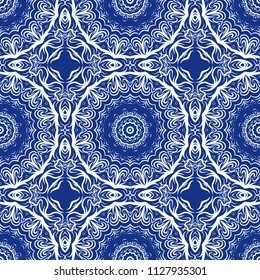 seamless lace floral background. Luxury texture for wallpaper, invitation. Vector illustration. blue, white color