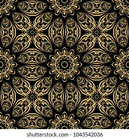 seamless lace floral background. Texture for wallpaper, invitation. Vector illustration. Monochrome color