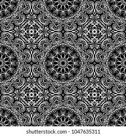 seamless lace floral background. Texture for wallpaper, invitation. Vector illustration. Monochrome color