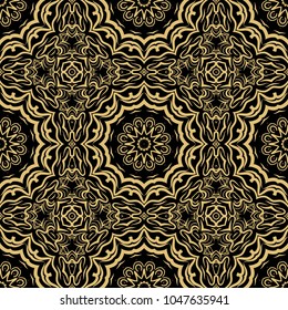 seamless lace floral background. Texture for wallpaper, invitation. Vector illustration. Monochrome color