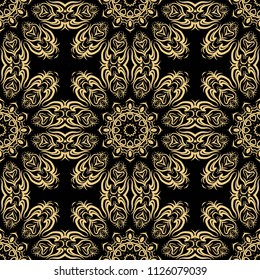 seamless lace floral background. Texture for wallpaper, invitation. Vector illustration. Monochrome ornament color
