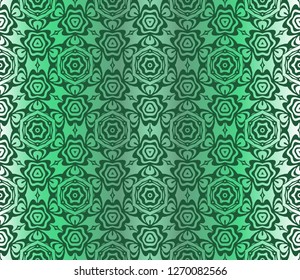 Seamless Lace Floral Background. Texture For Wallpaper, Invitation. Vector Illustration. Green gradient.