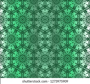 Seamless Lace Floral Background. Texture For Wallpaper, Invitation. Vector Illustration. Green gradient.