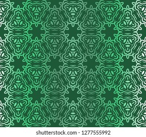 Seamless Lace Floral Background. Texture For Wallpaper, Invitation. Vector Illustration. Green gradient.