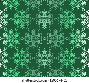 Seamless Lace Floral Background. Texture For Wallpaper, Invitation. Vector Illustration. Green gradient.