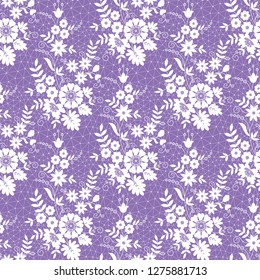 seamless lace with floral pattern on a lilac background